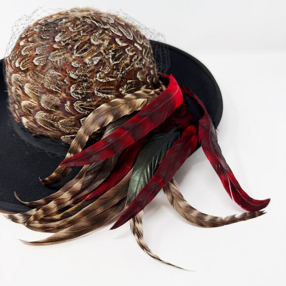 Vintage Don Anderson for Trio Accessories Feather PeachFelt Wool Bowler Hat main image 9